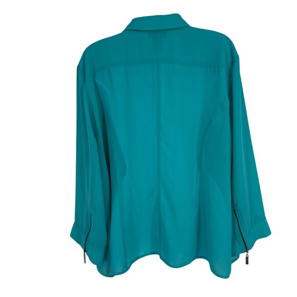 Catherines Womens Turquoise Lightweight Zip-Front Jacket Size 2X 22/24W - Picture 5 of 7